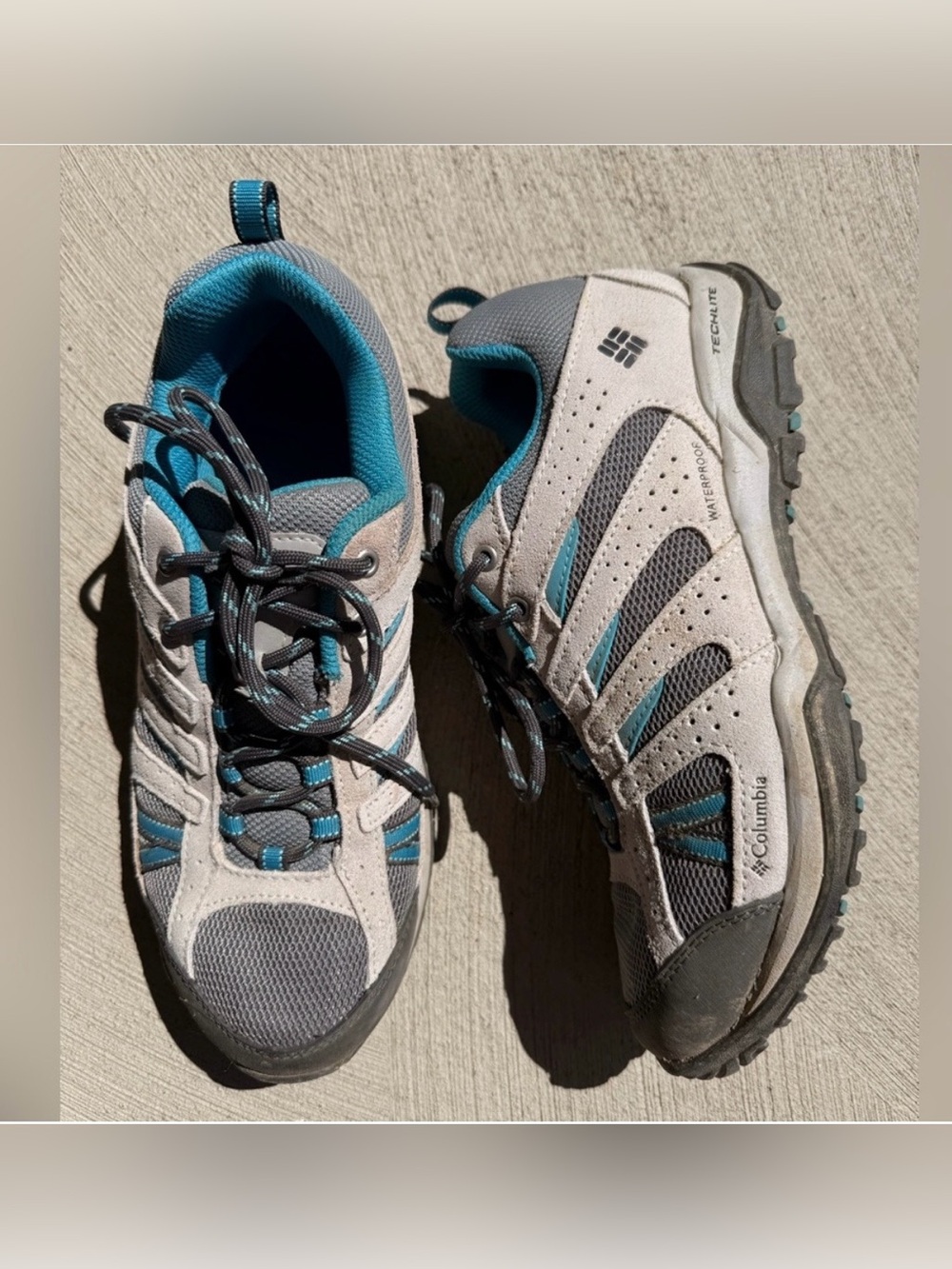 Columbia Women’s Waterproof Hiking Shoes Gray/Blue 7.5 M EUC